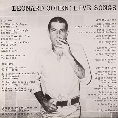 Leonard Cohen Live Songs (LP)