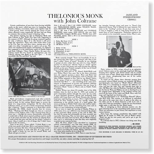 Thelonious Monk & John Coltrane Thelonious Monk With John Coltrane (LP)