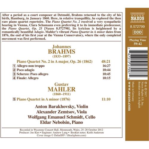Eldar Nebolsin/Anton Barakhovsky Brahms & Mahler: Piano Quartets (CD)