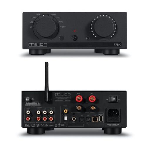 Mission 778X, forsterker, sort 2x45 watt, MM RIAA-trinn, Bluetooth 