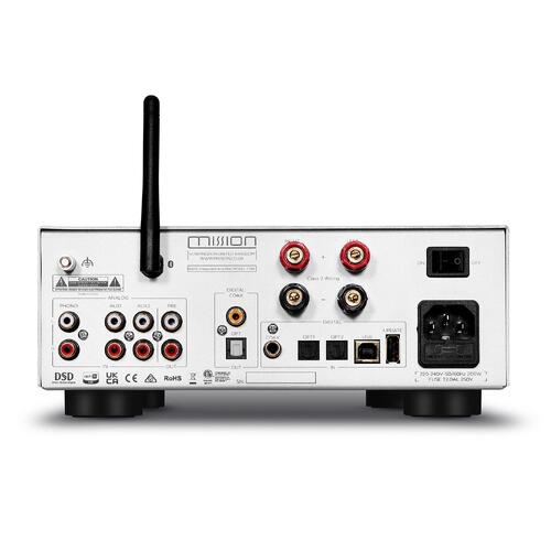 Mission 778X, forsterker, sølv 2x45 watt, MM RIAA-trinn, Bluetooth 