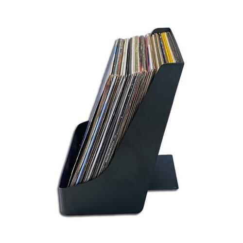 Display til LP-plater Sort metall, plass til ca 35 plater 