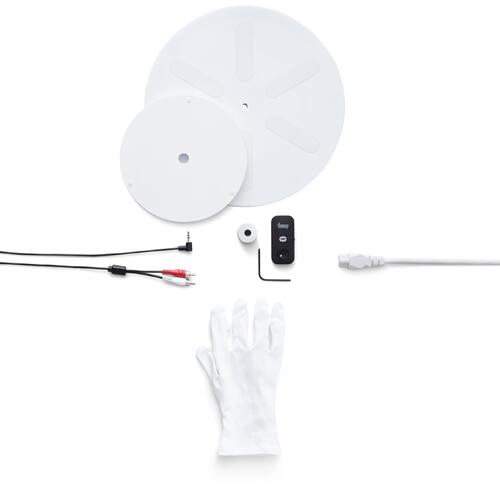 Transparent Turntable, RIAA, hvit Ortofon OM5, Bluetooth, glass/aluminium 