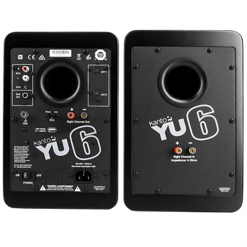 Kanto YU6 Aktive Høyttalere, Matt svart RIAA-trinn, Bluetooth, Optiske innganger
