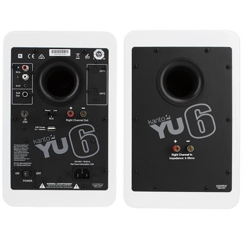 Kanto YU6 Aktive Høyttalere, Matt hvit RIAA-trinn, Bluetooth, Optiske innganger