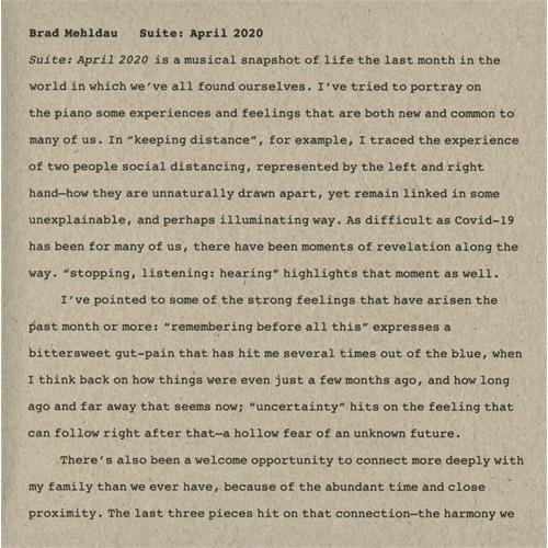 Brad Mehldau Suite: April 2020 (CD)