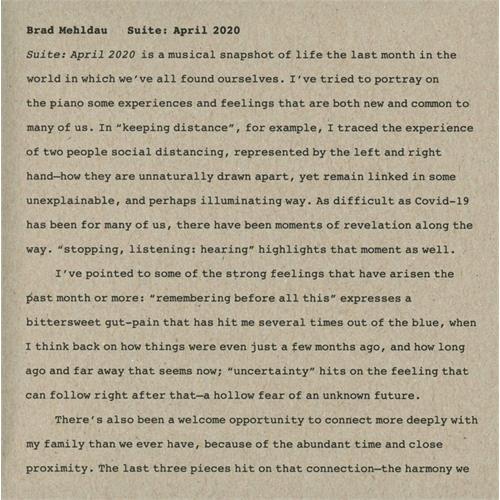 Brad Mehldau Suite: April 2020 (CD) 
